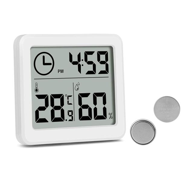 デジタル温湿度計 温度計 湿度計 時計 室温計 室内 高精度 LED大画面 時間表示 置き/貼り 乾...