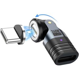 Type-C 変換アダプタ マグネット式 L字 USB-C 変換アダプタ 磁石 磁気吸着 typec オス Cメス マグネット変換アダプター データ転送可 (OTG非対応/映像出力不