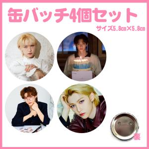 4個セット リノ StrayKids ストレイキッズ スキズ 缶バッチ 缶バッジ 