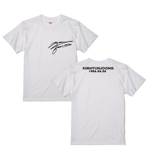 キムヒョンジュン　キム・ヒョンジュン　サイン入り　誕生日入り　ホワイト　白　Tシャツ　T-シャツ　 ts0123-31｜bounceshop