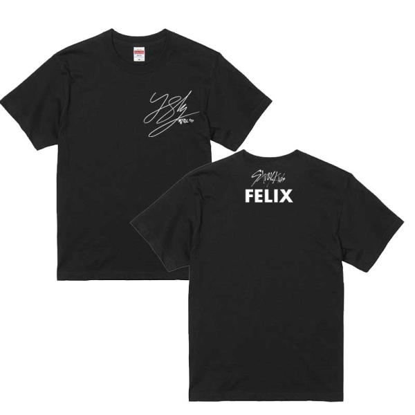 フィリックス　Felix　ストレイキッズ　スキズ　男女兼用Tシャツ　ブラックTシャツ　黒T-シャツ　...