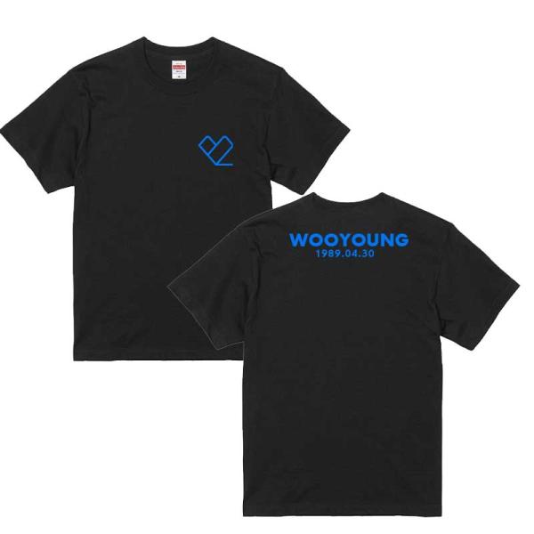 ウヨン　WooYoung　2PM　ハートロゴ　Tシャツ　ブラック　黒Tシャツ　T-シャツ　文字カラー...