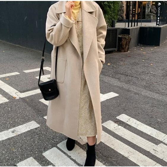 アウター コート ロング丈 無地 ベーシック ゆったり ドロップショルダー シンプル ナチュラル ヘ...