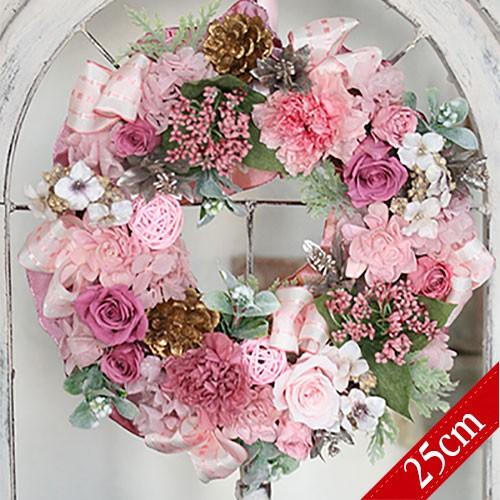 | プリザーブドフラワー | プレゼント リース 誕生日 クリスマスリース #11  「ピンクプリザ...