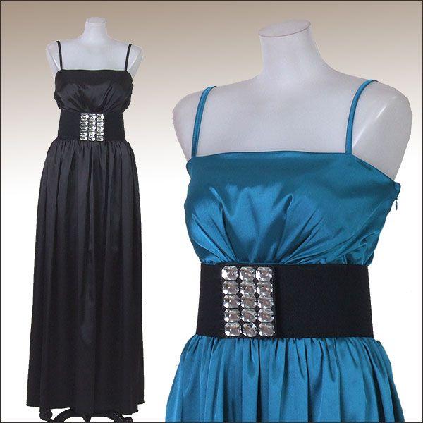 ロングドレス/大きいサイズ/結婚式 ブライダル 2次会/ビジューベルト付パーティードレス レディース