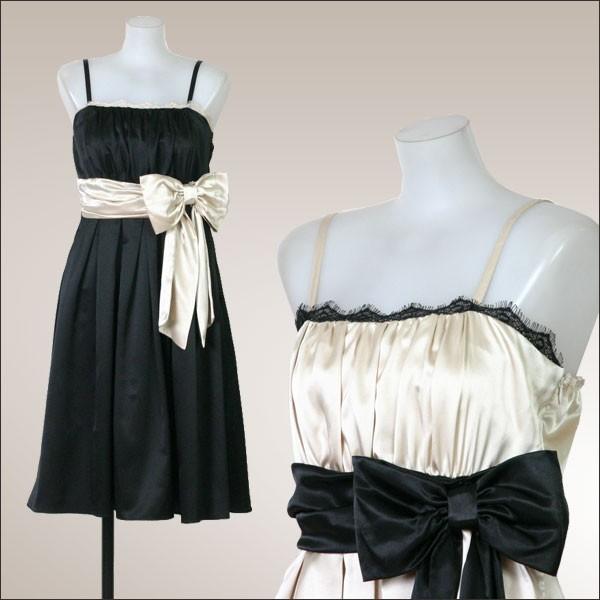 在庫処分 サテンワンピース パーティードレス 9号 ブラック