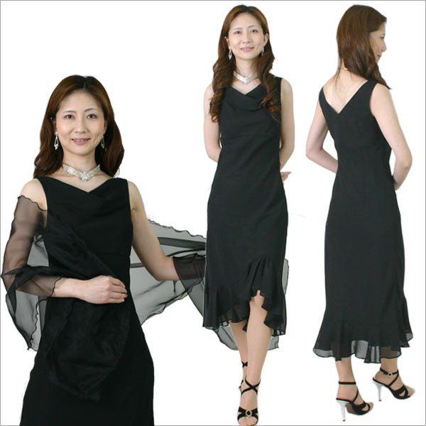 シフォンパーティードレス セミロングドレス 結婚式 ブライダル 2次会 レディース