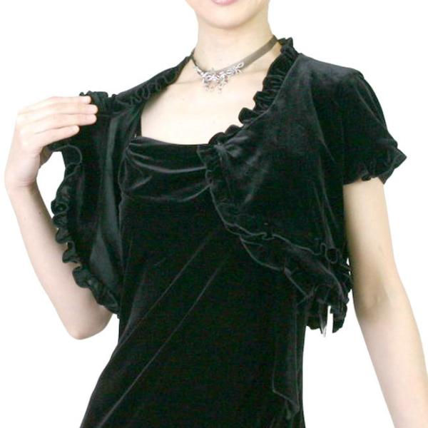 在庫処分 ベルベット フォーマルボレロ 黒 ショート丈 11号 買いだおれ