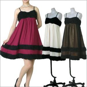 在庫処分 Aラインワンピース シフォンショートドレス 9号 ベージュ