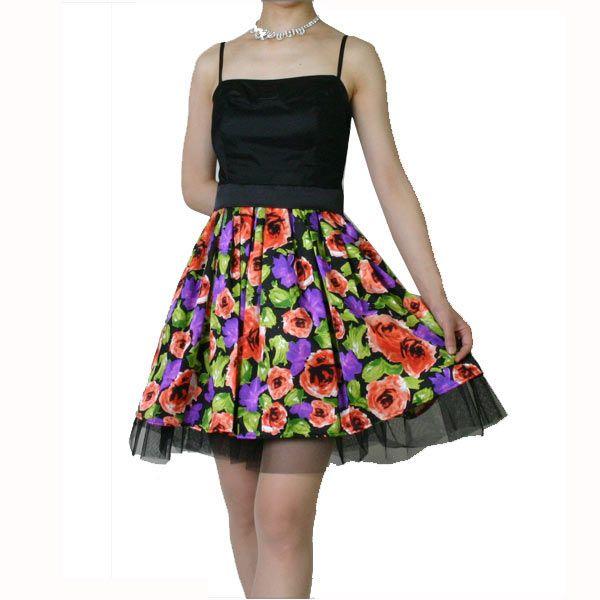 パーティードレス 花柄スカート フォーマルワンピース レディース