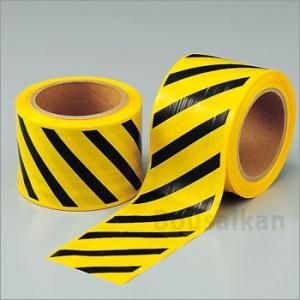 区画テープ 斜縞 80ｍｍ×50ｍ巻 No：374-58 立入禁止テープ ユニット 避難誘導 防災グ...