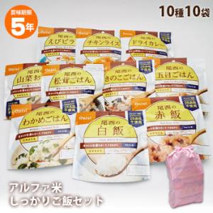 非常食 5年保存 非常食セット アルファ米10種  尾西食品 しっかりご飯セット 防災グッズ 賞味期...