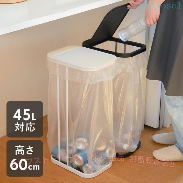 ゴミ箱 45リットル ふたつき ごみ箱 中身が見える 臭い対策 ゴミ臭対策 ゴミ袋ホルダーゾンチース...