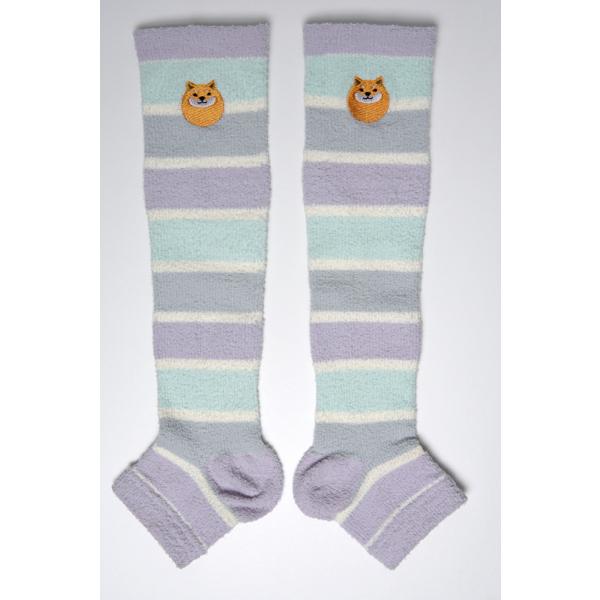 【フレンズヒル】柴田さん　ボーダーシバタサン ふわふわ着圧ソックス　柴犬グッズ