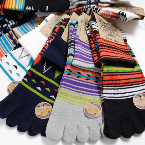 靴下 メンズ 5本指 ソックス / お洒落なネイティブ系デザインの10足セット