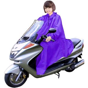 男女兼用 バイク 自転車 スクーター 用 レインコート ポンチョ 防水 フリーサイズ 雨具 雨合羽 カッパ 屋外作業 アウトドア (パープル｜br-market