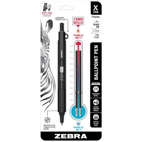 Zebra Pen (ゼブラペン) X-701 タクティカル ボールペン 特典の替芯付き 細字 0....