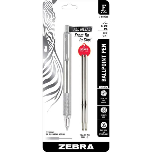Zebra F-701 メタルペン ボールペン 細字 ステンレススチールペン 刻み付きグリップ 0....