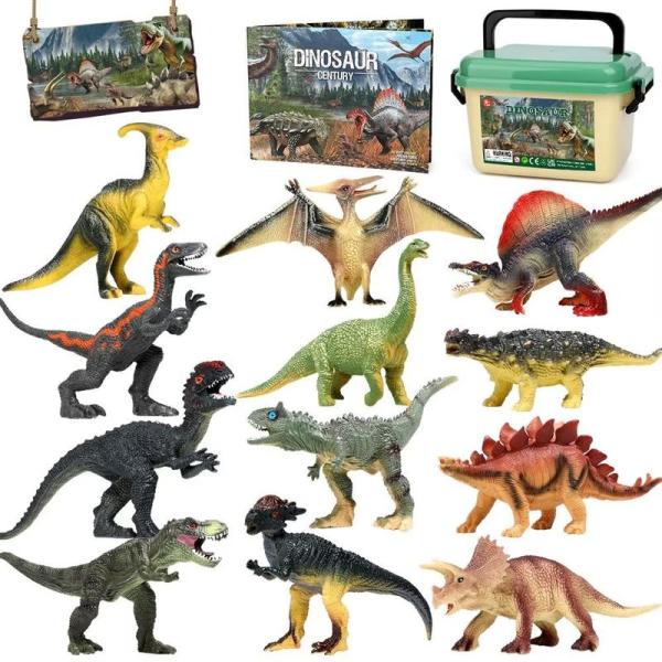 恐竜おもちゃ 12個恐竜 フィギュア きょうりゅう おもちゃ T-Rex ヴェロキラプトル 収納ボッ...