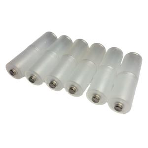 単4形電池→単3形電池 電池スペーサー (電池変換アダプター)ホワイト 6本セット (マイナス極側蓋つき)｜br-market