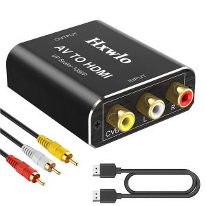 RCA to HDMI 変換コンバーター アルミ合金製外殼 AV to HDMI 変換器 アナログRCAコンポジット（赤、白、黄）3色端子