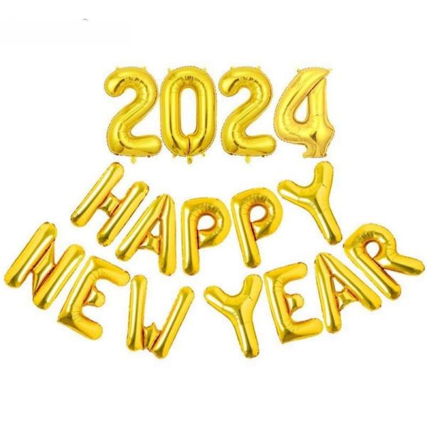 Happy new year 2024バルーン 風船 飾り付け セット 2024 ホイル ナンバーバ...