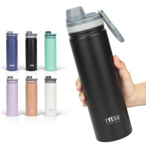 TYESO 水筒 真空断熱 スポーツボトル 530ml/750ml 保温保冷 水筒 直飲み 広口 ハンドル付 大人 子供 6色｜br-market