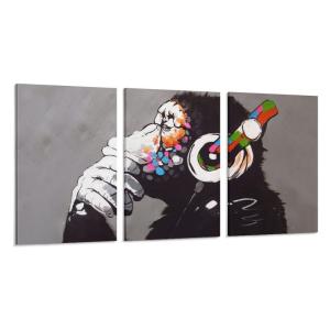 音楽を聴いている猿 ポスター バンクシー Banksy チンパンジー アートパネル アートフレーム キャンバスアート フレーム装飾画 壁掛け｜br-market