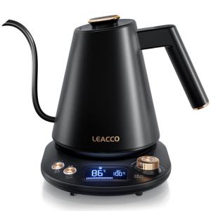 LEACCO 電気ケトル 温度調節 コーヒーポット 2種湯沸かしモード ドリップケトル 細口 急速沸騰 1.0L 電気ポット ケトル 2時間｜br-market