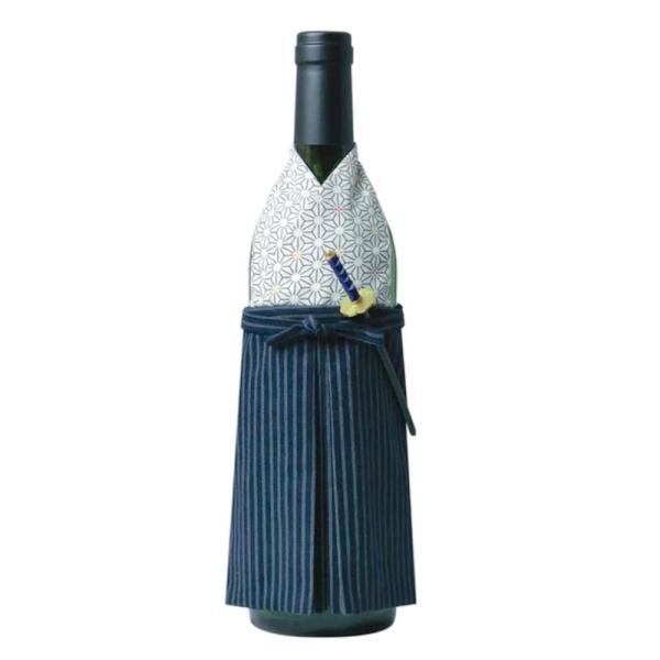 和の蔵 ボトルカバー 着物 ボトルウェア ワインボトルサイズ (侍 - 灰 麻の葉紋様) / 日本製...
