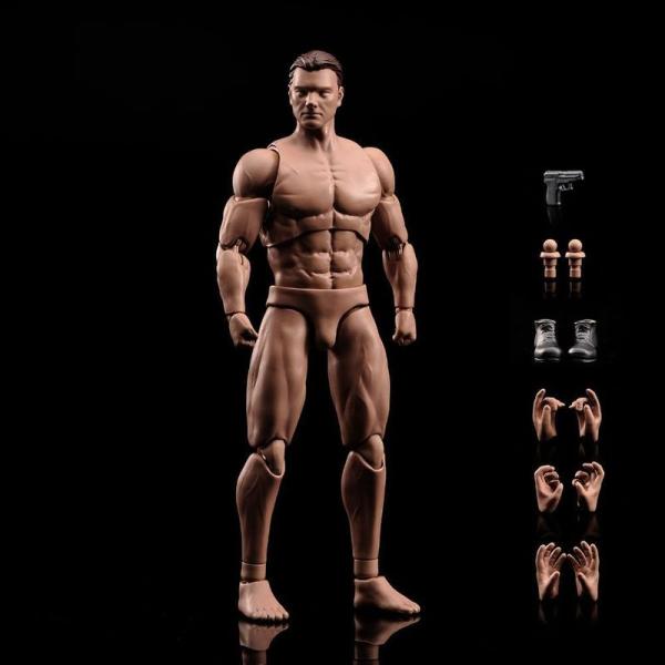 1/12スケールアクションフィギュア 6インチ男性の体型モデル 筋肉男性ボディモデル 筋肉柔軟 ミニ...