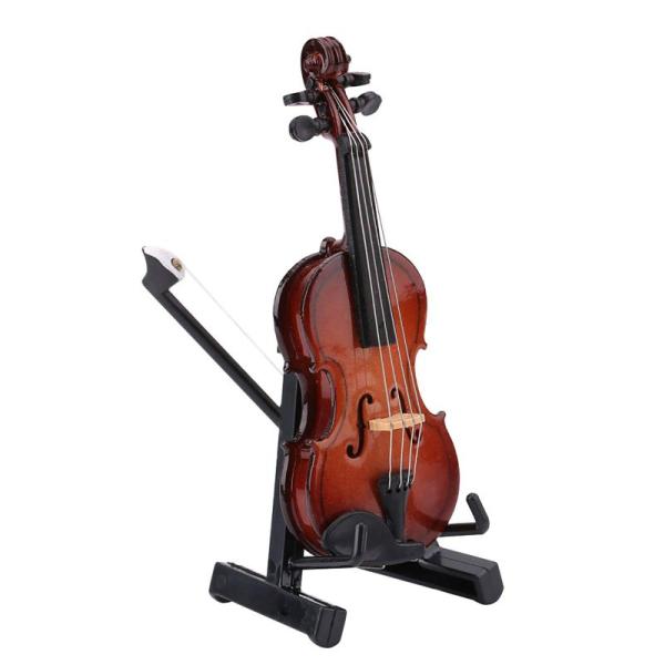 バイオリンモデル 木製手作りヴァイオリン模型 装飾楽器模型 ミニチュア 弓スタンド 楽器 木製 楽器...