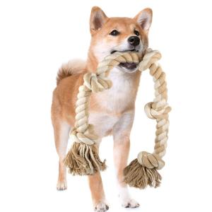 Fida 犬用おもちゃ ロープ 中型犬 大型犬 噛むおもちゃ 天然コットン 歯磨き ストレス解消 (1pcs, ベージュ)｜br-select-store