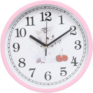 掛け時計 猫 子猫 おしゃれ 可愛い インテリア スイープ式 ピンク 白 黒 3色 連続秒針 高級 時計 壁掛け リビング かわいい 静音｜br-select-store