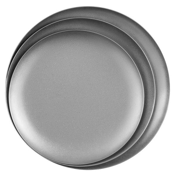 yETO レトロなお皿 3枚セット ステンレス製 和食皿 直径18/20/22cm デザートプレート...