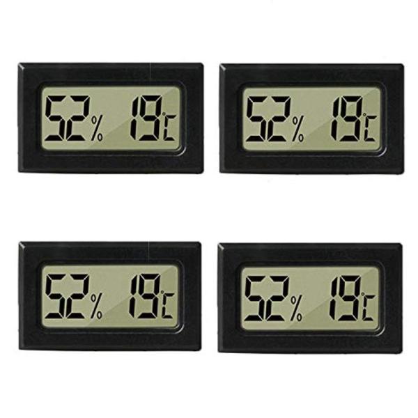 4個湿温度計 デジタル 湿度計 温度計 LCD大画面摂氏温度計 室内用 爬虫類用 ヒュミドール、温室...