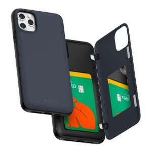 Goospery iPhone 11 Pro Max ケース 背面 カード 収納 マグネット式 バンパー カバー (ミッドナイトブルー) I｜br-select-store