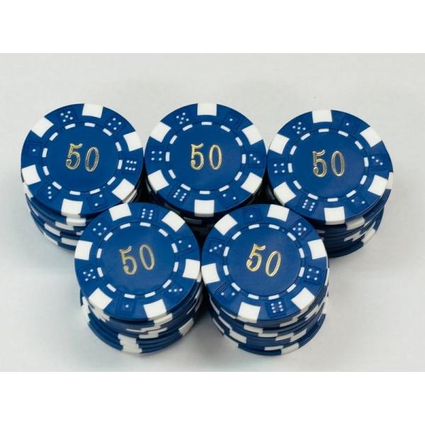カジノチップ 数字入り ばら売り50枚単位 ポーカーチップ マージャン (青＄50) 麻雀