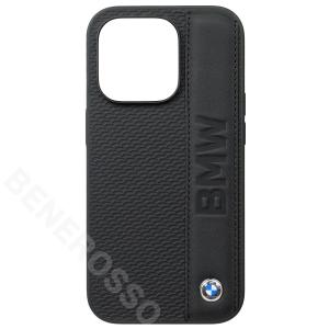 BMW iPhone 14Pro レザー バックカバー BIG LOGO STRIPE ブラック BMHCP14L22RDPK｜br-sf