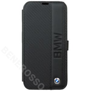 BMW iPhone 14ProMax レザー ブックタイプケース BIG LOGO STRIPE ブラック BMBKP14X22RDPK｜br-sf