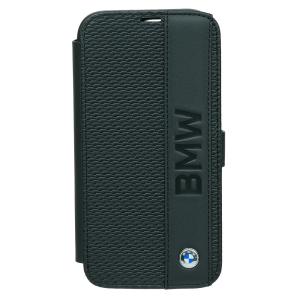 BMW iPhone 15Pro レザー ブックタイプケース BIG LOGO STRIPE ブラック BMBKP15L22RDPK｜br-sf