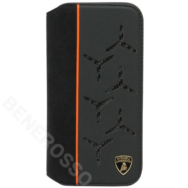 ランボルギーニ iPhone14Pro レザー ブックタイプケース アヴェンタドール D12 オレン...