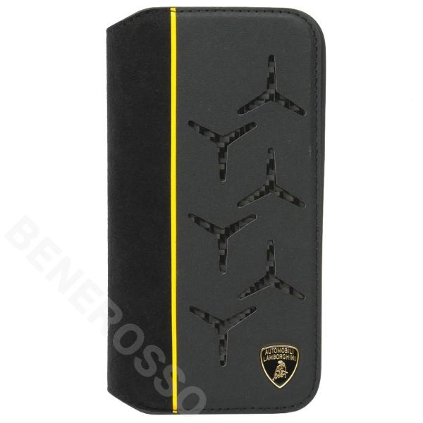 ランボルギーニ iPhone14Pro レザー ブックタイプケース アヴェンタドール D12 イエロ...