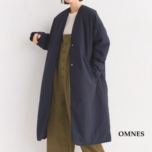 OMNES オムネス 撥水 加工 ステッチレス ノーカラーロングコート 7122-7138 服 大人...