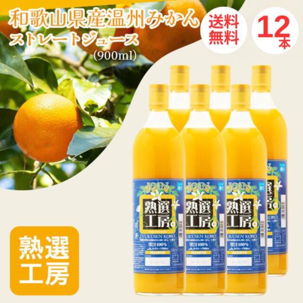みかんジュース ジョイン 熟選工房 果汁100% 900ml ストレート 6本入 2箱 計12本 和...