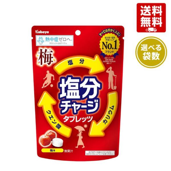 カバヤ 塩分チャージタブレッツ 梅味 81g×選べるセット 6袋 熱中症対策 タブレット 塩分補給 ...