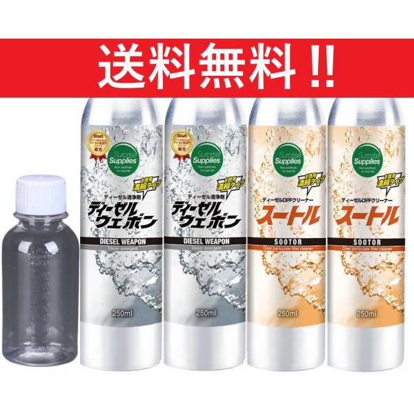 【4本セット】ディーゼルウェポン250ml×2本、スートル250ml×2本　※添加剤専用計量ボトル1...