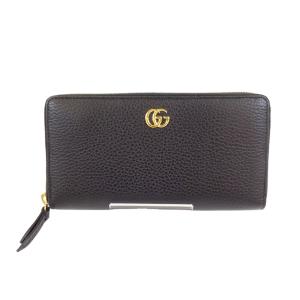 グッチ GUCCI プチマーモント レザー ジップアラウンド ウォレット 456117 GAO0G 1000 レディース メンズ 長財布 未使用品【中古】｜brammare