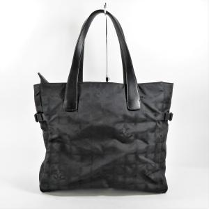 シャネル CHANEL ニュートラベルラインMM A15991 ブラック ナイロンジャガード レディース トートバッグ 美品【中古】
