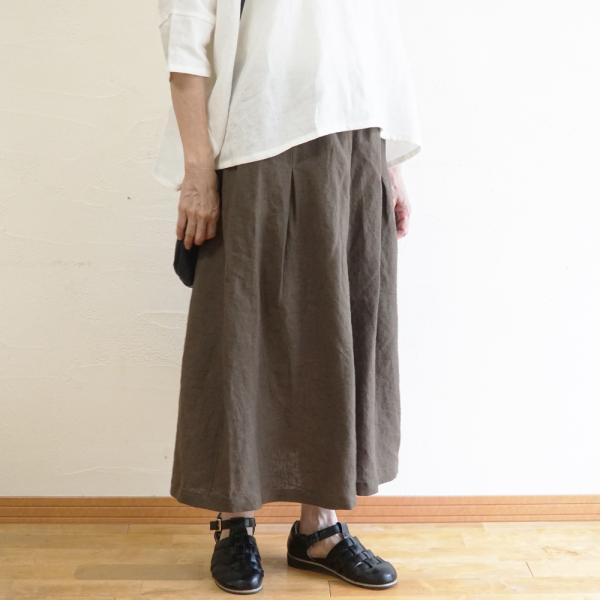 柔らかラミーリネン・ボックスタックスカート【BR1941】